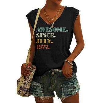 45Th Birthday Awesome Since July 1977 45 Years Old Women's Vneck Tank Top - Seseable