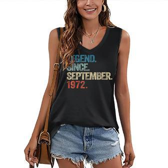 50 Year Old Gift Legend Since September 1972 50Th Birthday Women's V-neck Casual Sleeveless Tank Top - Thegiftio
