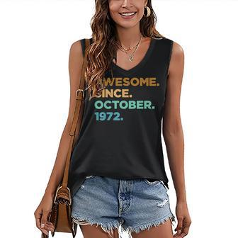 50 Year Old Gifts Awesome Since October 1972 50Th Birthday V2 Women's V-neck Casual Sleeveless Tank Top - Thegiftio