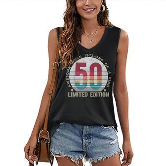 50 Year Old Vintage 1972 Retro Limited Edition 50Th Birthday Women's V-neck Casual Sleeveless Tank Top - Thegiftio
