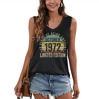 50 Years Old Gift October 1972 Limited Edition 50Th Birthday Women's V-neck Casual Sleeveless Tank Top - Thegiftio UK