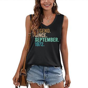 50 Years Old Gifts 50Th Birthday Legend Since September 1972 V3 Women's V-neck Casual Sleeveless Tank Top - Thegiftio UK