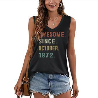 50 Years Old Gifts Awesome Since October 1972 50Th Birthday V5 Women's V-neck Casual Sleeveless Tank Top - Thegiftio UK
