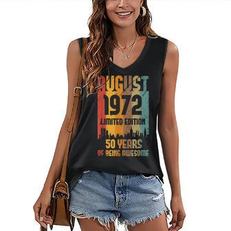 50 Years Old Vintage Awesome Since August 1972 50Th Birthday V2 Women's V-neck Casual Sleeveless Tank Top - Thegiftio UK