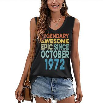 50Th Birthday Legendary Awesome Epic Since October 1972 Women's V-neck Casual Sleeveless Tank Top - Thegiftio UK