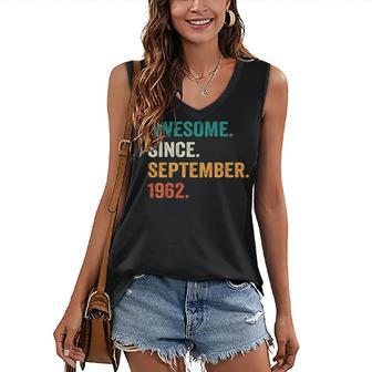 60 Years Old Gift Awesome Since September 1962 60Th Birthday Women's V-neck Casual Sleeveless Tank Top - Thegiftio