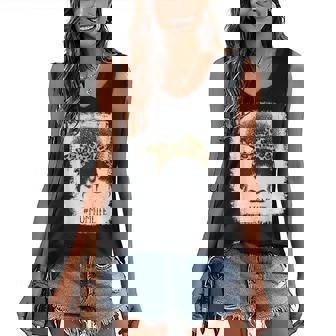 Afro Mom Life Messy Bun Leopard - Black Mom Mothers Day Women's V-neck Casual Sleeveless Tank Top - Thegiftio