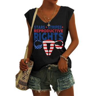 American Flag 4Th Of July Stars Stripes Reproductive Rights Women's Vneck Tank Top - Seseable