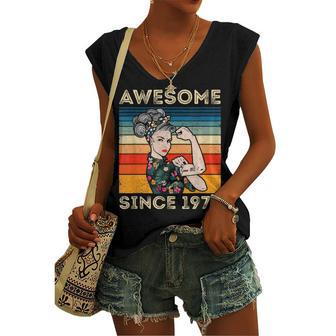 Awesome Since 1972 40Th Birthday 50 Years Old Vintage Women's Vneck Tank Top - Seseable