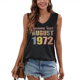 Awesome Since August 1972 50 Years Old 50Th Birthday V2 Women's V-neck Casual Sleeveless Tank Top - Thegiftio UK