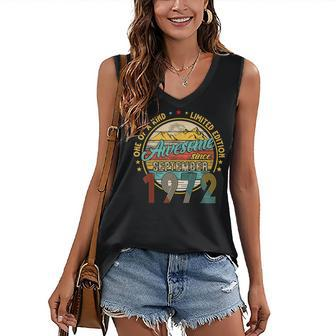 Awesome Since September 1972 Vintage 50Th Birthday Women's V-neck Casual Sleeveless Tank Top - Thegiftio UK