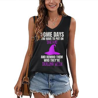 Womens Bad Witch Halloween Costume Put On The Hat Quote Women's Vneck Tank Top - Seseable