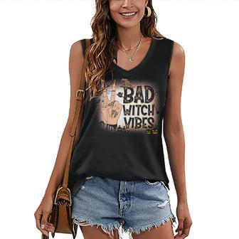 Bad Witch Vibes Peace Hand Girl Witches Halloween Costume Women's Vneck Tank Top - Seseable