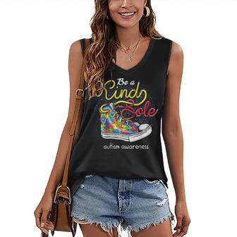 Be A Kind Sole Autism Awareness Puzzle Shoes Be Kind Gifts Women's V-neck Casual Sleeveless Tank Top - Thegiftio UK