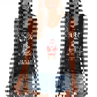 Be Nice To The Nurse Santa Is Watching Christmas Nursing Women's V-neck Casual Sleeveless Tank Top - Thegiftio