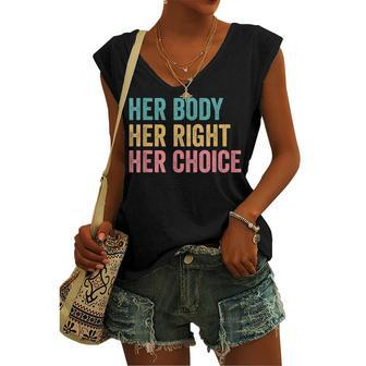 Her Body Her Choice Pro Choice Reproductive Rights Women's Vneck Tank Top - Seseable