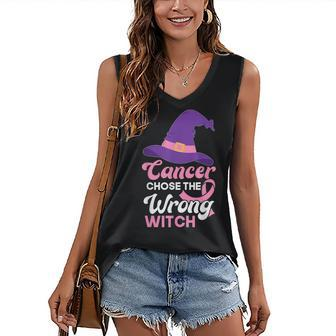 Breast Cancer Awareness Halloween Costume Pink Ribbon Witch Women's Vneck Tank Top - Seseable