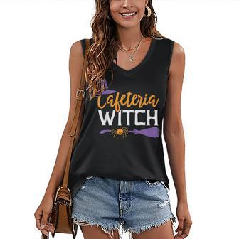 Cafeteria Witch Lunch Lady Halloween School Teacher Women's Vneck Tank Top - Seseable