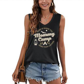 Camp Mommy Shirt Summer Camp Home Road Trip Vacation Camping Women's V-neck Tank Top | Mazezy