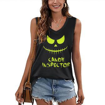 Candy Inspector Halloween Trick Or Treat All Hallows Eve Women's Vneck Tank Top - Seseable