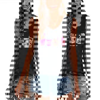 Coffee Latte Leopard Pink Ribbon Breast Cancer Awareness V2 Women's V-neck Casual Sleeveless Tank Top - Thegiftio