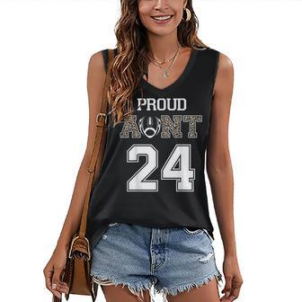 Custom Proud Football Aunt Number 24 Personalized For Women Women's V-neck Casual Sleeveless Tank Top - Thegiftio UK