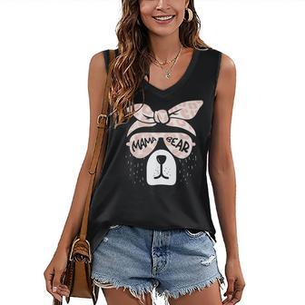 Cute Mama Bear Face Sunglasses Mother Mom Mommy Mothers Day Women's V-neck Casual Sleeveless Tank Top - Thegiftio UK