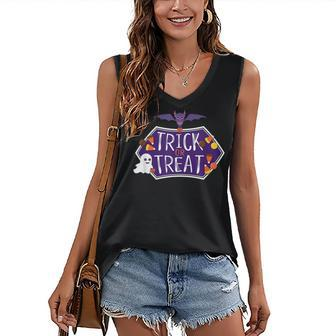 Cute Trick Or Treat Halloween Candy Women's Vneck Tank Top - Seseable