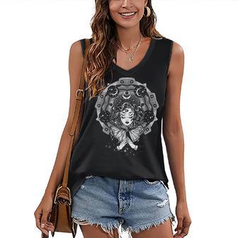 Devil Demon Girl Goth Satanic Halloween Party Gothic Costume Women's Vneck Tank Top - Seseable