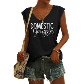 Domestic Gangsta Mom Homemaker Gangster Women's V-neck Tank Top | Mazezy
