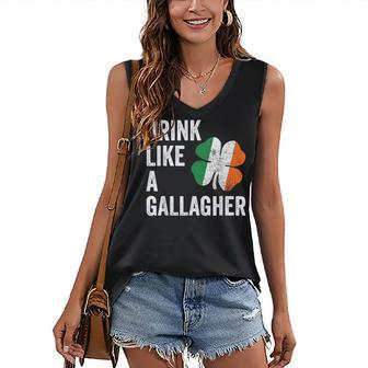 Drink Like A Gallagher St Patricks Day Beer Drinking Women's V-neck Casual Sleeveless Tank Top - Thegiftio UK