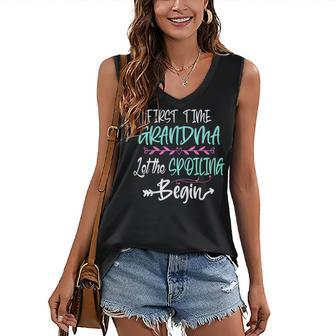 First Time Grandma Let The Spoiling Begin Mothers Day Women's V-neck Casual Sleeveless Tank Top - Thegiftio UK