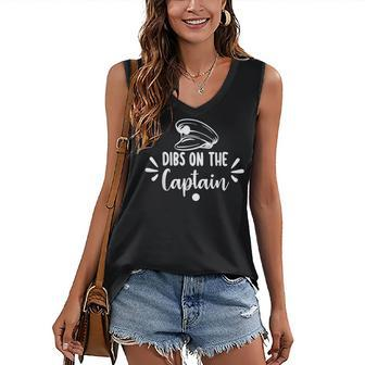 Funny Captain Wife Dibs On The Captain Saying Cute Design Women's V-neck Casual Sleeveless Tank Top - Thegiftio UK