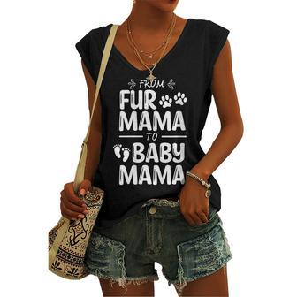Womens From Fur Mama To Baby Mama Pregnant Cat Lover New Mom Mother V3 Women's Vneck Tank Top - Seseable