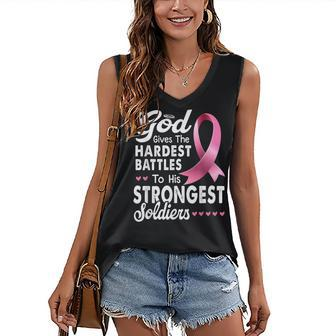 God Gives The Hardest Battles To His Strongest Soldiers Brea Women's V-neck Casual Sleeveless Tank Top - Thegiftio UK