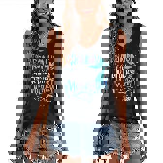 Granny Of The Birthday Mermaid Family Matching Party Squad Women's V-neck Casual Sleeveless Tank Top - Thegiftio