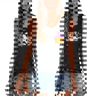 Halloween Boo Ghost Leopard Pumpkin Witch Hat Boys Girls Kid Women's Vneck Tank Top - Seseable