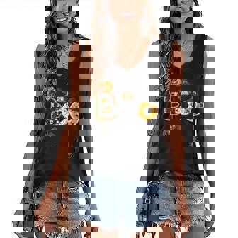 Halloween Boo Owl With Witch Hat Spiders Boys Girls Kids Women's Vneck Tank Top - Seseable