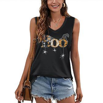 Halloween Spider Web Witch Hat Cute Boo Women's Vneck Tank Top - Seseable