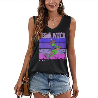 Halloween Vegan Witch Women Veganism Women's Vneck Tank Top - Seseable