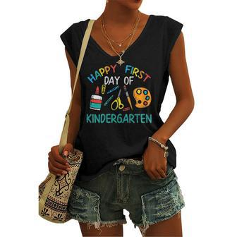 Happy First Day Of Kindergarten Back To Boys Girls Teacher Women's V-neck Tank Top | Mazezy AU