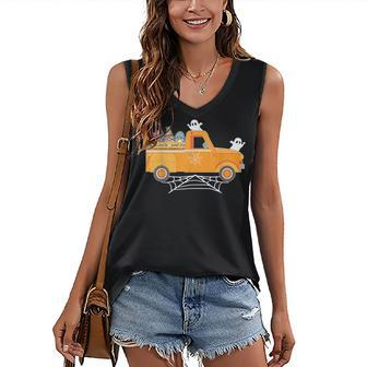 Happy Halloween Gnome Truck Drive Spooky Gnome Crew Squad V2 Women's Vneck Tank Top - Seseable