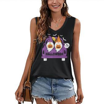 Happy Halloween Gnome Truck Drive Spooky Gnome Crew Squad Women's Vneck Tank Top - Seseable