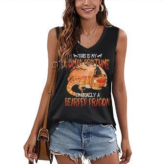 This Is My Human Costume Bearded Dragon Witch Halloween Women's Vneck Tank Top - Seseable