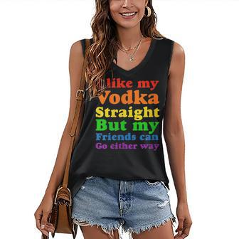 I Like My Vodka Straight But My Friends Can Go Either Way Women's V-neck Casual Sleeveless Tank Top - Thegiftio UK