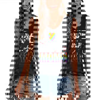 I Love My Two Moms Lgbt Pride Gay Lesbian Mothers Day Women's V-neck Casual Sleeveless Tank Top - Thegiftio