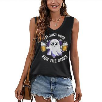 Im Just Here For The Boos Funny Ghost Halloween Beer Drink Women's V-neck Casual Sleeveless Tank Top - Thegiftio UK
