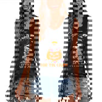 Im Just Here For The Candy Halloween Candy Corn Gnome Witch Women's V-neck Casual Sleeveless Tank Top - Thegiftio