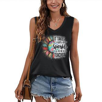 It Take Lots Of Sparkle To Be A Teacher With Sunflower Women's V-neck Casual Sleeveless Tank Top - Thegiftio UK