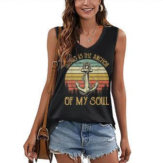 Jesus Is The Anchor Of My Soul Mens Womens Christian Women's V-neck Casual Sleeveless Tank Top - Thegiftio UK